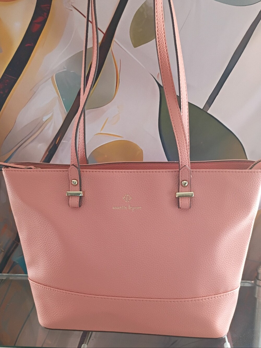 Nanette Lepore Blush Pink Pebbled Tote with Gold Hardware